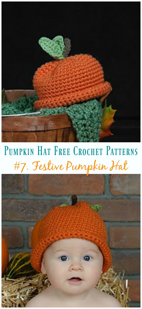Festive Pumpkin Hat Crochet Free Pattern - #Pumpkin; #Hat; Free #Crochet; Patterns