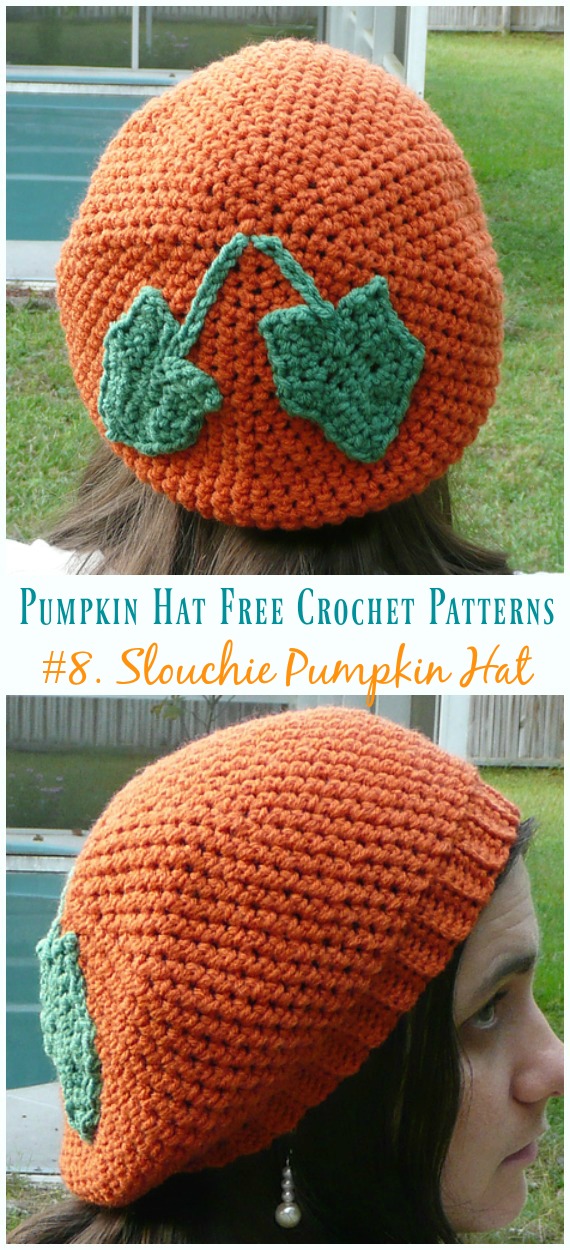 A Little Slouchie Pumpkin Hat Crochet Free Pattern - #Pumpkin; #Hat; Free #Crochet; Patterns