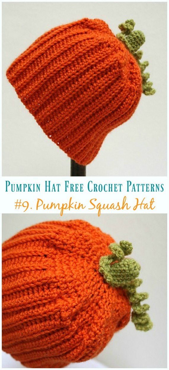 Pumpkin Squash Hat Crochet Free Pattern - #Pumpkin; #Hat; Free #Crochet; Patterns