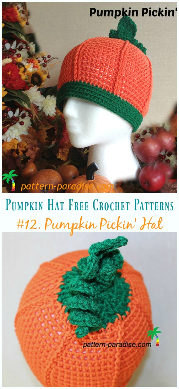Pumpkin Pickin' Hat Crochet Free Pattern - #Pumpkin; #Hat; Free #Crochet; Patterns