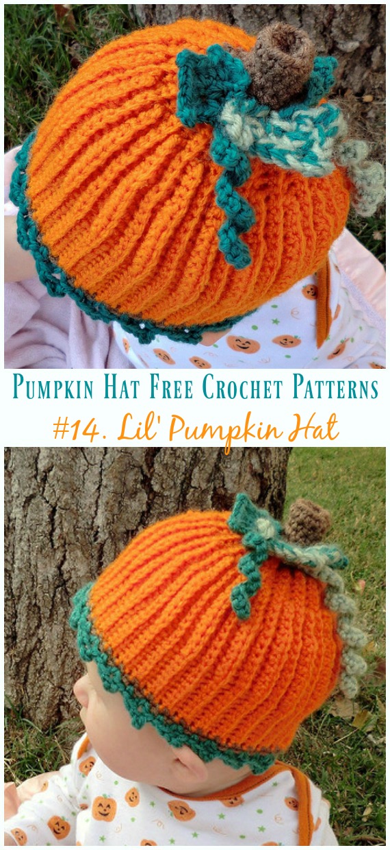Lil' Pumpkin Hat Crochet Free Pattern - #Pumpkin; #Hat; Free #Crochet; Patterns