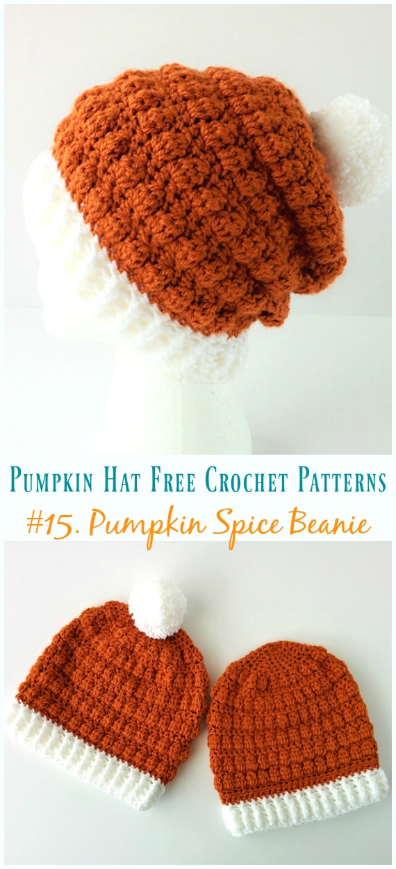 Pumpkin Spice Beanie Hat Crochet Free Pattern - #Pumpkin; #Hat; Free #Crochet; Patterns