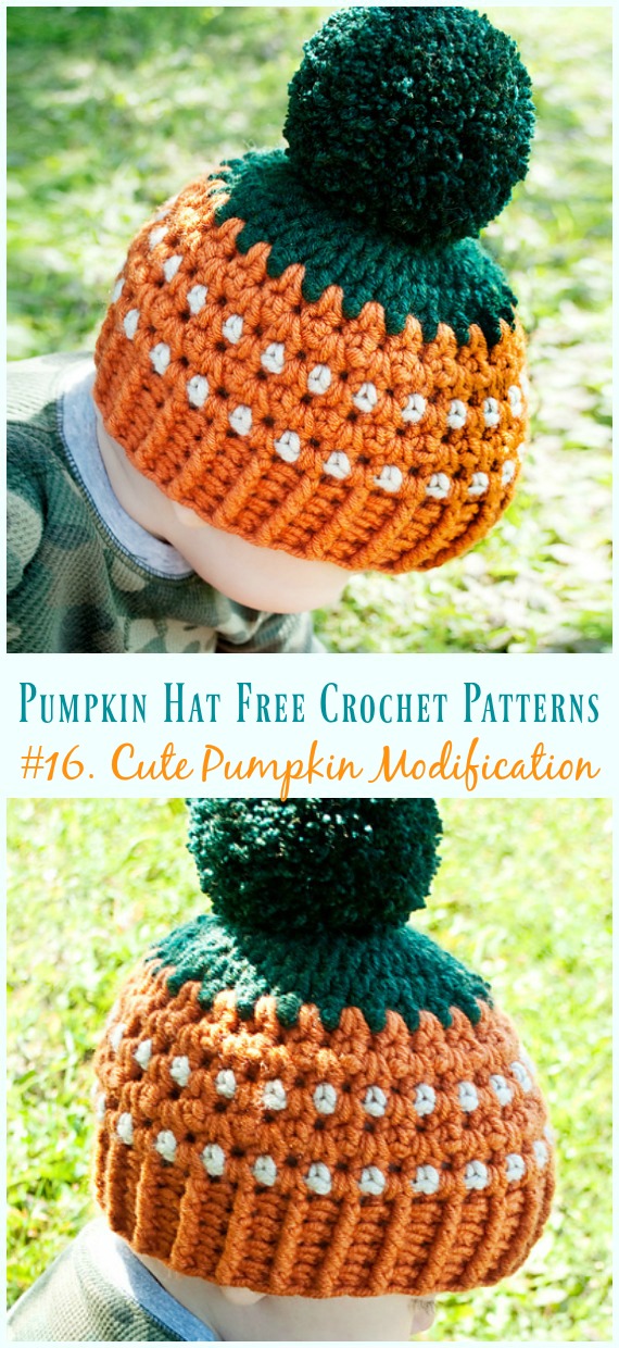 Cute Pumpkin Modification Hat Crochet Free Pattern - #Pumpkin; #Hat; Free #Crochet; Patterns