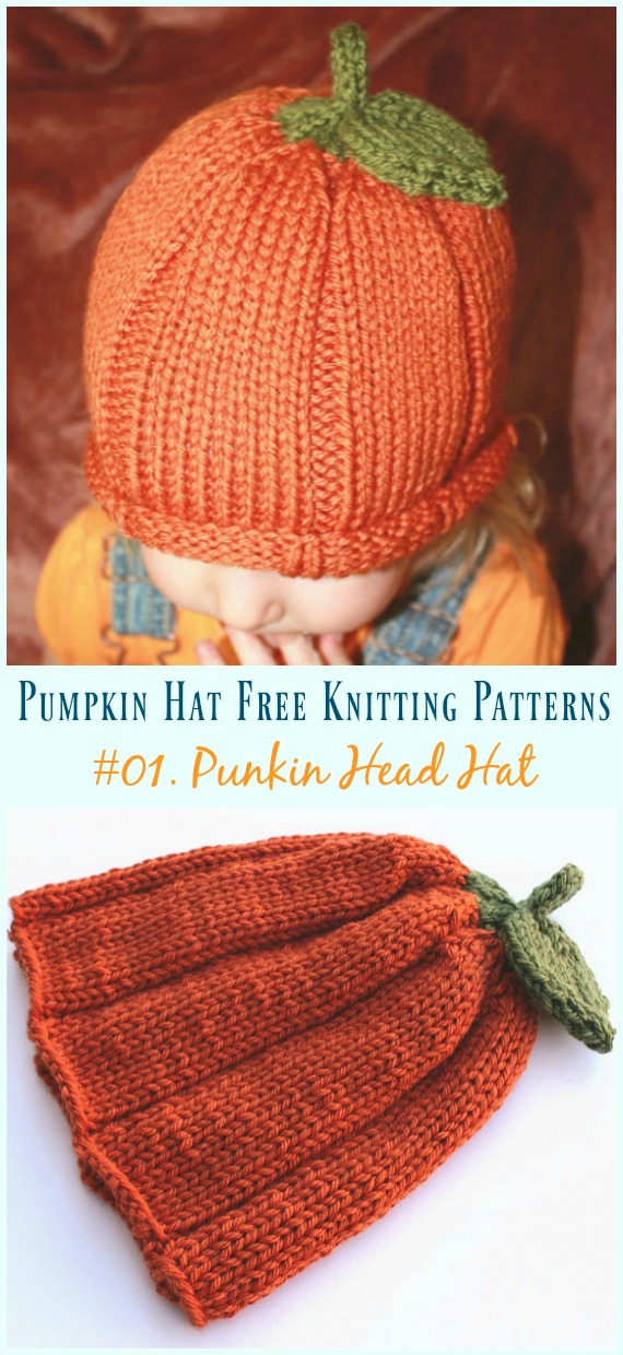 Punkin Head Hat Knitting Free Pattern - #Pumpkin; #Hat; Free #Knitting; Patterns