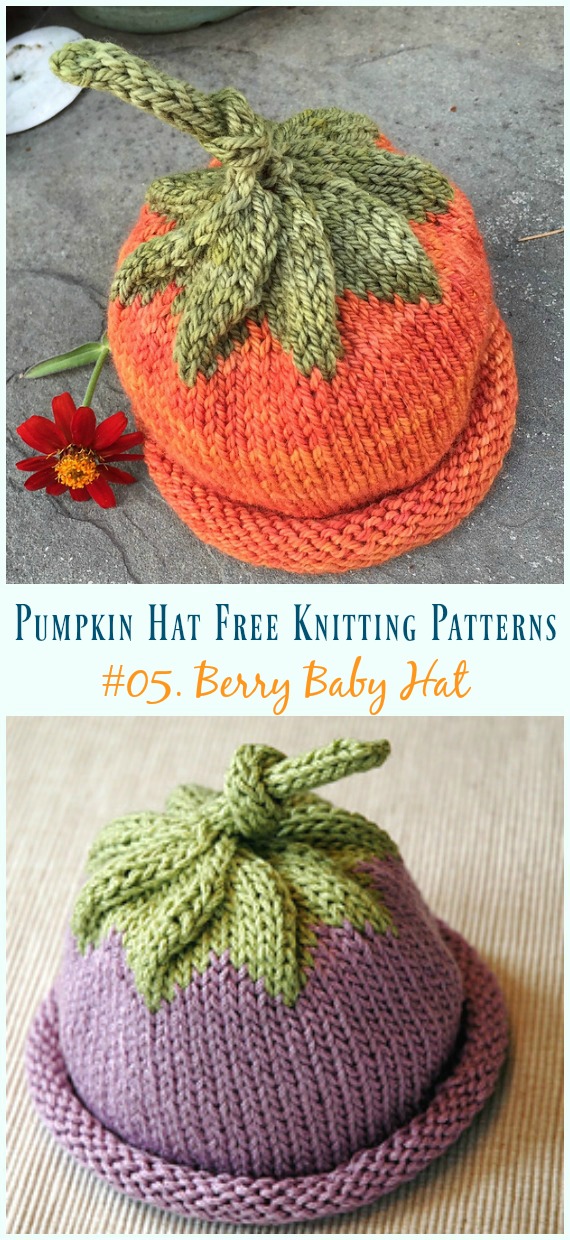 Pumpkin/Berry Baby Hat Knitting Free Pattern - #Pumpkin; #Hat; Free #Knitting; Patterns