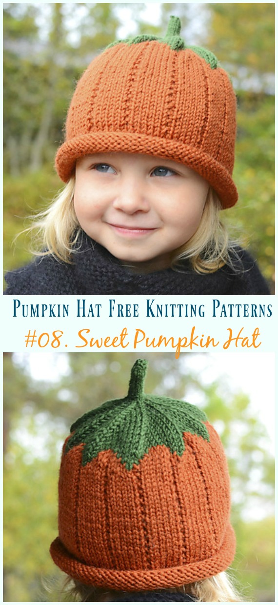 Sweet Pumpkin Hat Knitting Free Pattern - #Pumpkin; #Hat; Free #Knitting; Patterns