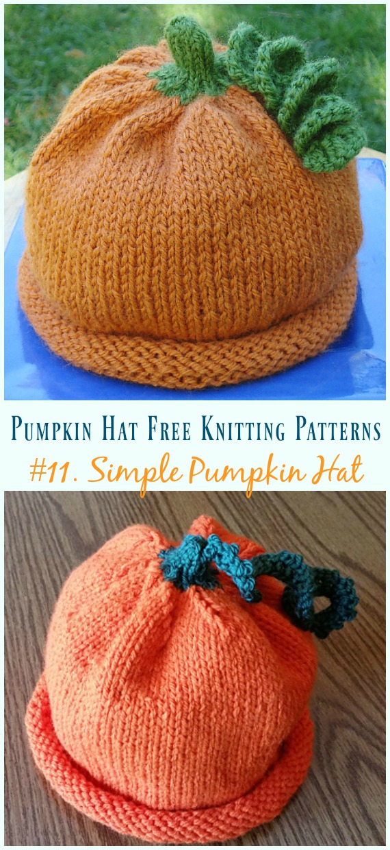 Simple Pumpkin Hat Knitting Free Pattern - #Pumpkin; #Hat; Free #Knitting; Patterns