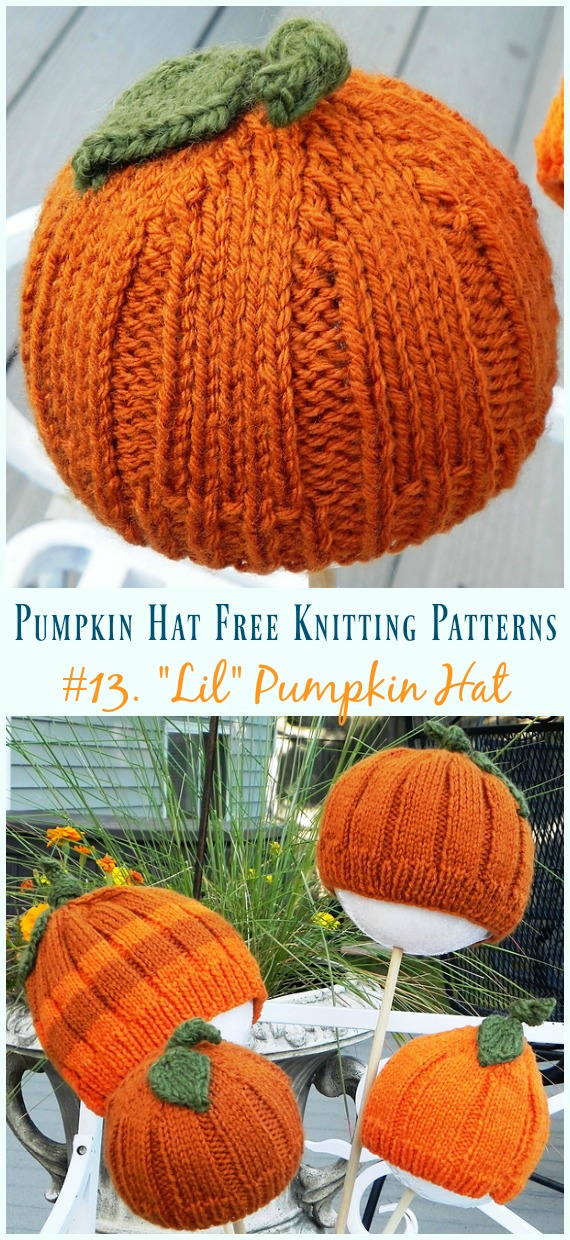 "Lil" Pumpkin Hat Knitting Free Pattern - #Pumpkin; #Hat; Free #Knitting; Patterns