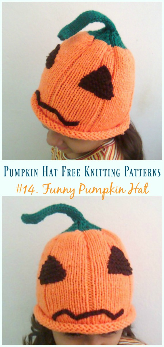 Funny Pumpkin Hat Knitting Free Pattern - #Pumpkin; #Hat;  Free #Knitting; Patterns