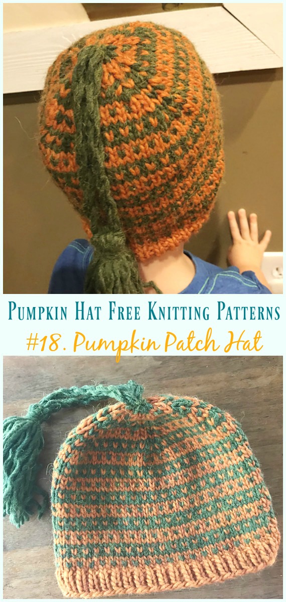 Pumpkin Patch Hat Knitting Free Pattern - #Pumpkin; #Hat;  Free #Knitting; Patterns