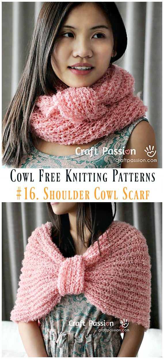 Fisherman's Rib Stitch Shoulder Cowl Scarf Free Knitting Pattern - Women Cowl Free #Knitting Patterns