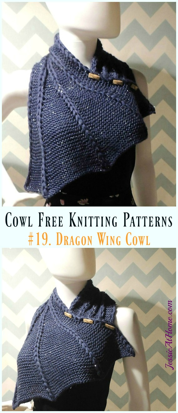Dragon Wing Cowl Free Knitting Pattern - Women Cowl Free #Knitting Patterns