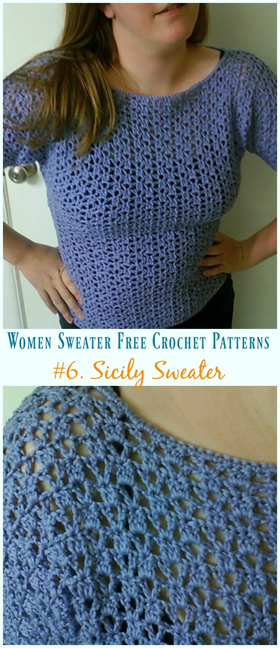 Sicily Sweater Crochet Free Pattern - Fall Winter Women #Sweater; Free #Crochet; Pattern