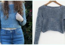 Acacia Cropped Sweater Crochet Free Pattern - Fall Winter Women #Sweater; Free #Crochet; Pattern