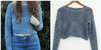 Acacia Cropped Sweater Crochet Free Pattern - Fall Winter Women #Sweater; Free #Crochet; Pattern