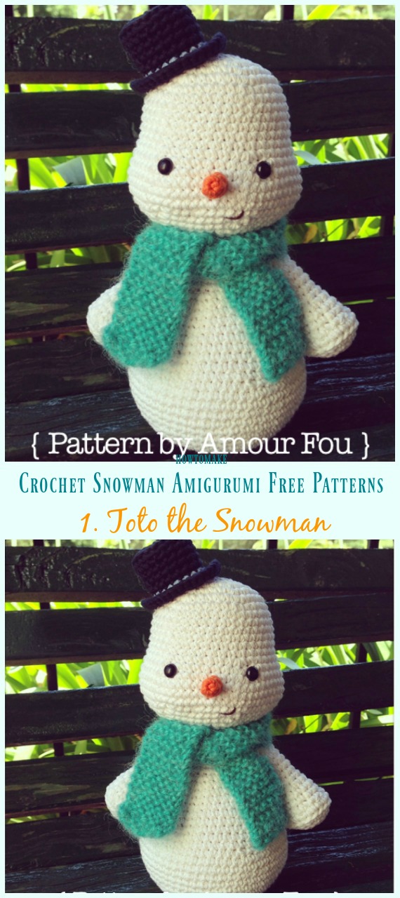 Amigurumi Toto the Snowman Crochet Free Pattern - Crochet #Snowman;# Amigurumi; Free Patterns