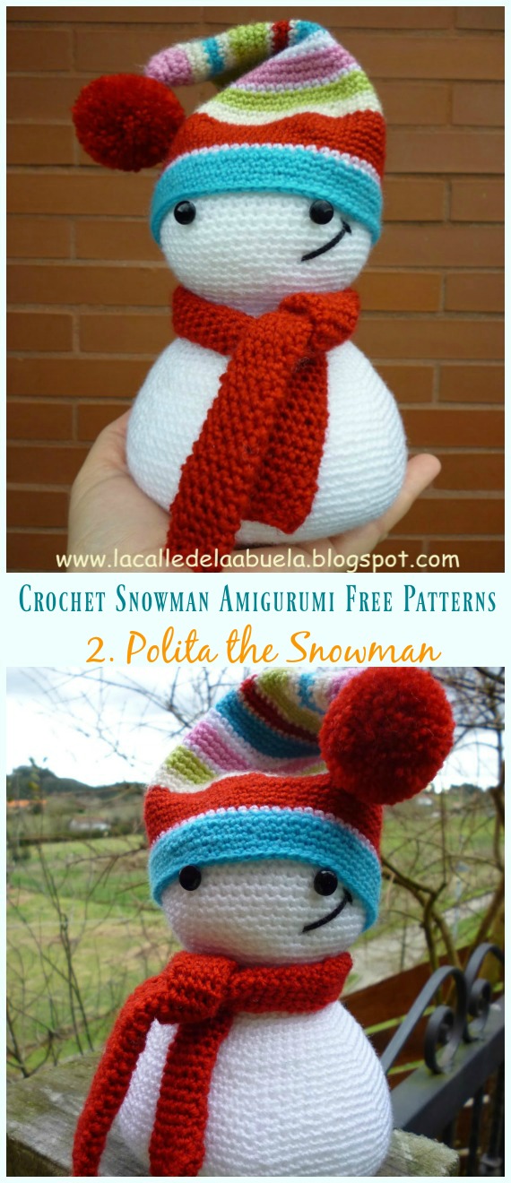 Amigurumi Polita the Snowman Crochet Free Pattern - Crochet #Snowman;# Amigurumi; Free Patterns