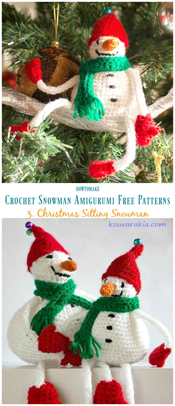 Amigurumi Christmas Sitting Snowman Crochet Free Pattern - Crochet #Snowman;# Amigurumi; Free Patterns