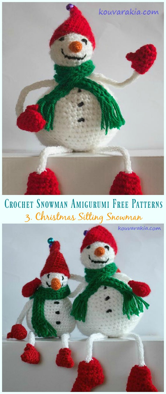 Amigurumi Christmas Sitting Snowman Crochet Free Pattern - Crochet #Snowman;# Amigurumi; Free Patterns