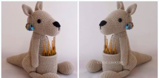 Amigurumi Kangaroo Hook Holder Crochet Free Pattern - #Hook Holder Free #Crochet Patterns