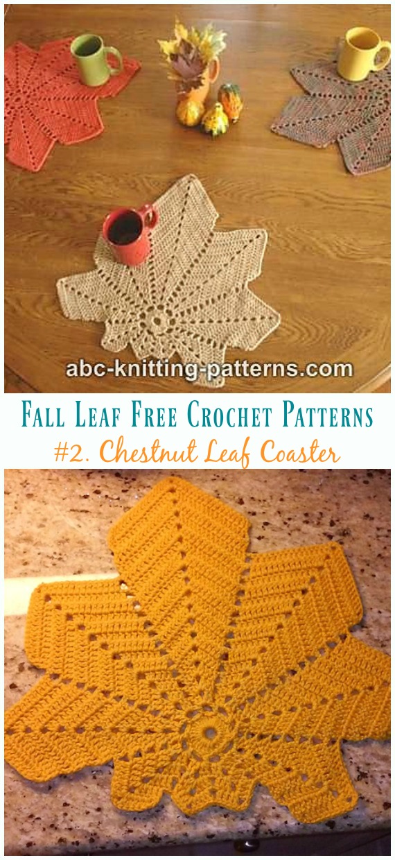 Chestnut Leaf Placemat Crochet Free Pattern - Autumn #Leaf; Free #Crochet; Patterns