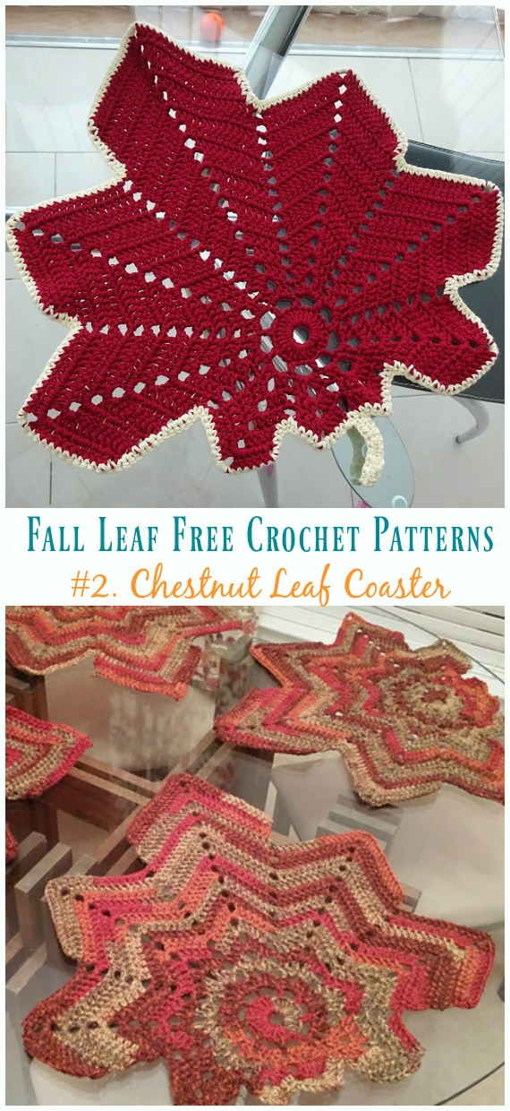 Chestnut Leaf Placemat Crochet Free Pattern - Autumn #Leaf; Free #Crochet; Patterns