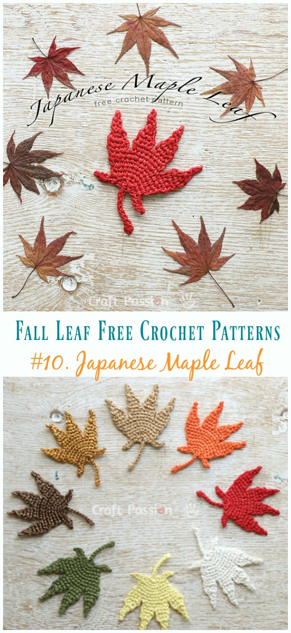 Japanese Maple Leaf  Crochet Free Pattern - Autumn #Leaf; Free #Crochet; Patterns