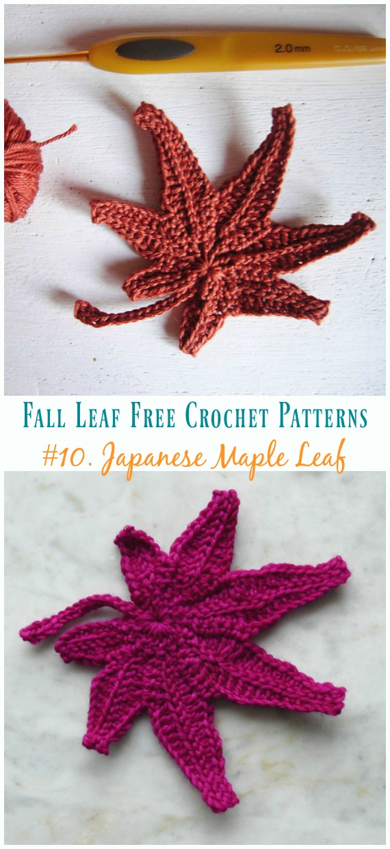 Japanese Maple Leaf  Crochet Free Pattern - Autumn #Leaf; Free #Crochet; Patterns