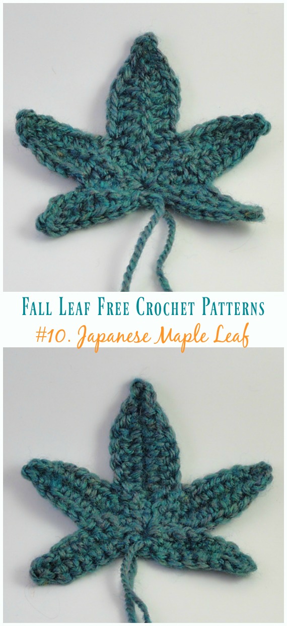 Japanese Maple Leaf  Crochet Free Pattern - Autumn #Leaf; Free #Crochet; Patterns