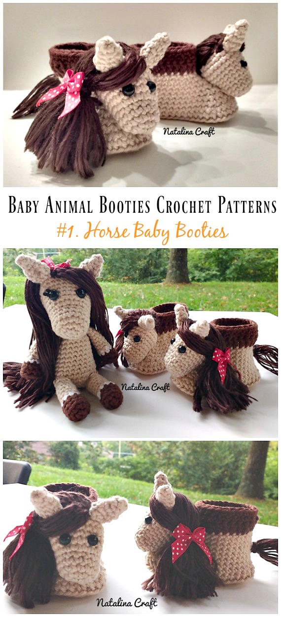 Horse Baby Booties Crochet Free Pattern - Baby Animal #Booties; Free #Crochet; Patterns