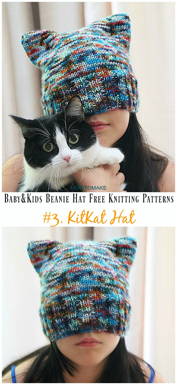 KitKat Hat Knitting Free Pattern - Baby & Kids Beanie #Hat; Free #Knitting; Patterns