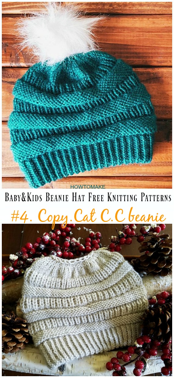 Copy.Cat C.C beanie Hat Knitting Free Pattern - Baby & Kids Beanie #Hat; Free #Knitting; Patterns