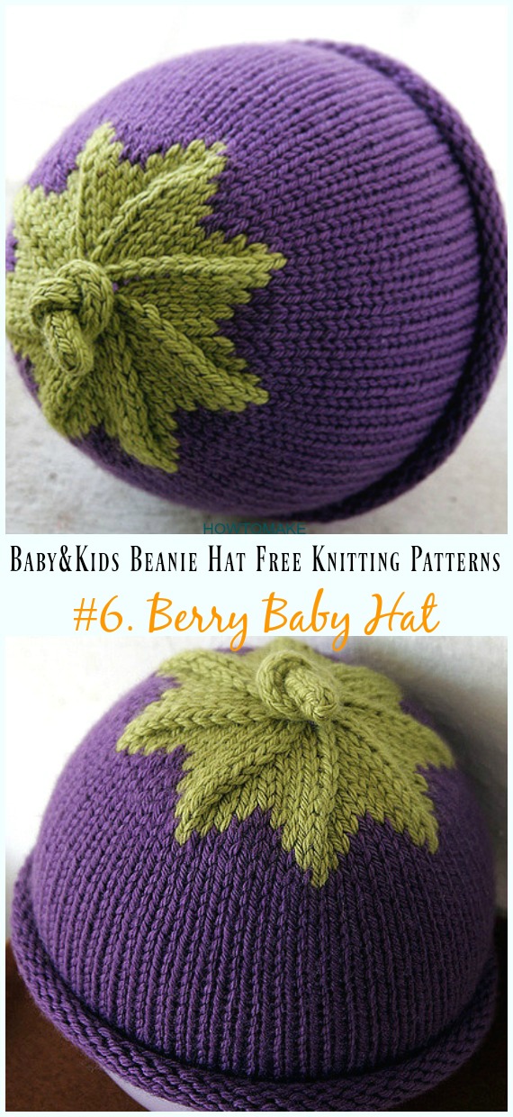 Berry Baby Hat Knitting Free Pattern - Baby & Kids Beanie #Hat; Free #Knitting; Patterns