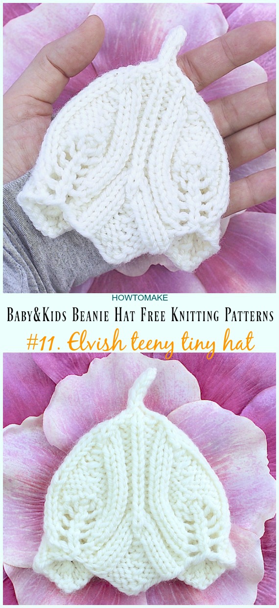 Elvish teeny tiny Hat Knitting Free Pattern - Baby & Kids Beanie #Hat; Free #Knitting; Patterns