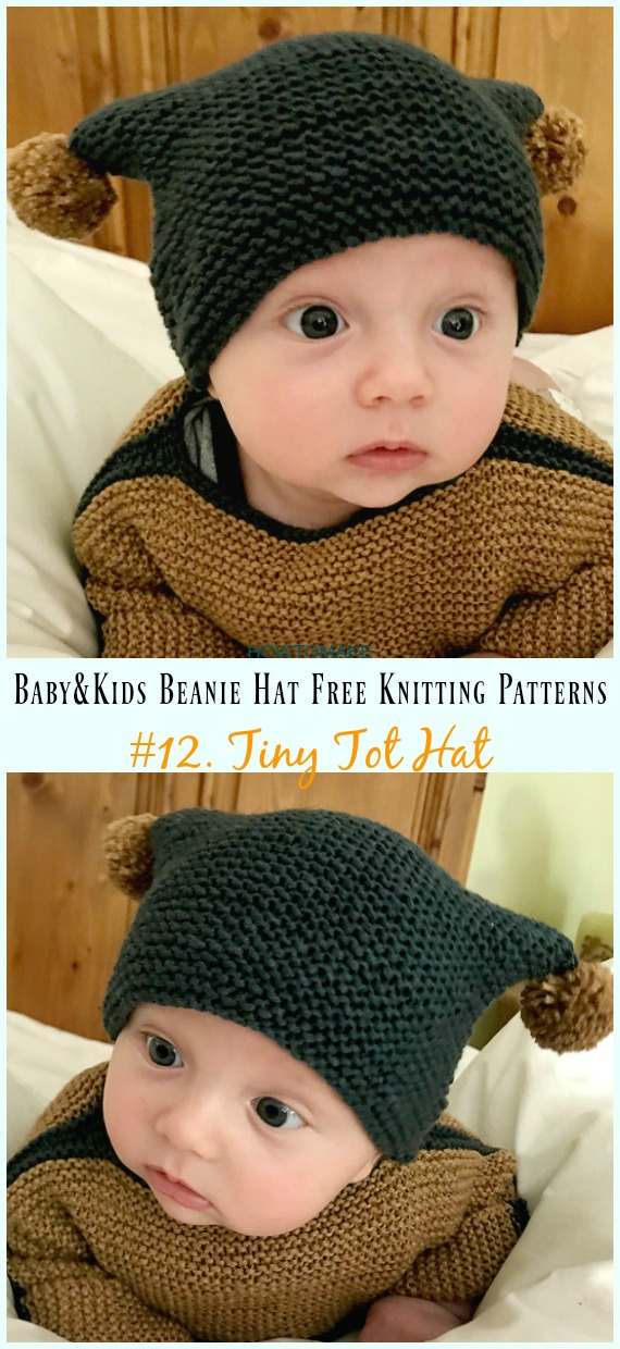Tiny Tot Hat Knitting Free Pattern - Baby & Kids Beanie #Hat; Free #Knitting; Patterns