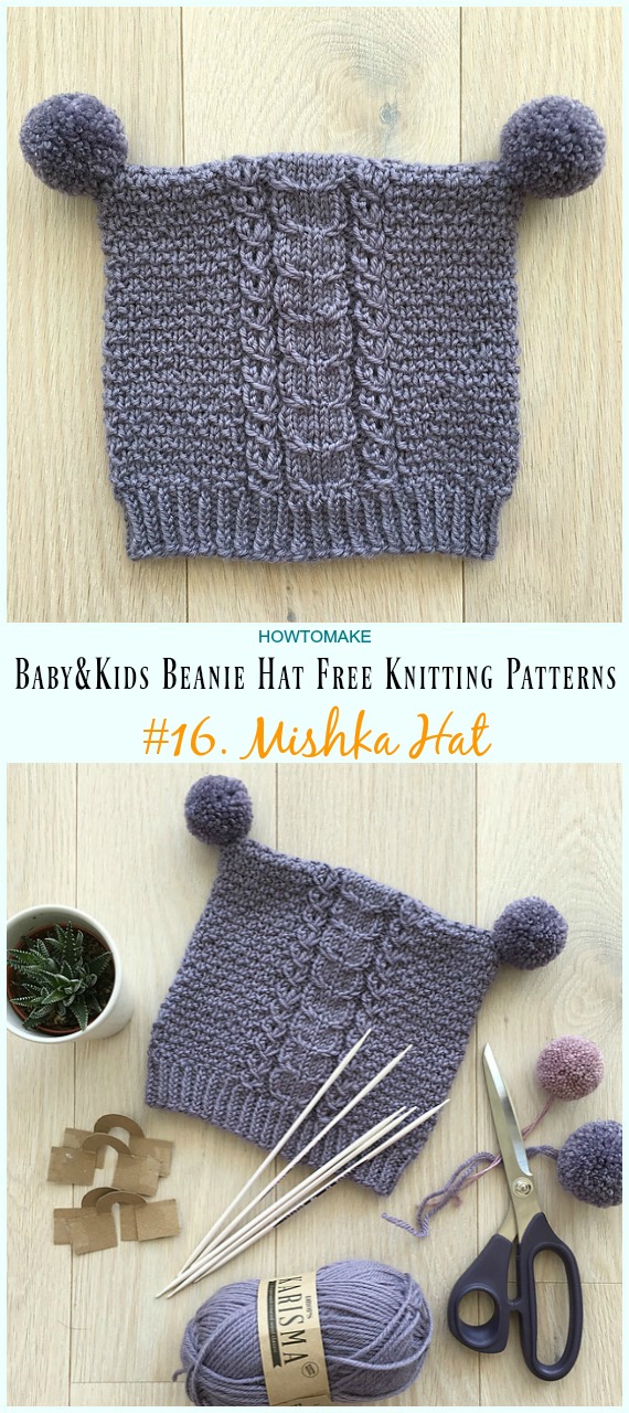 Mishka Hat Knitting Free Pattern - Baby & Kids Beanie #Hat; Free #Knitting; Patterns