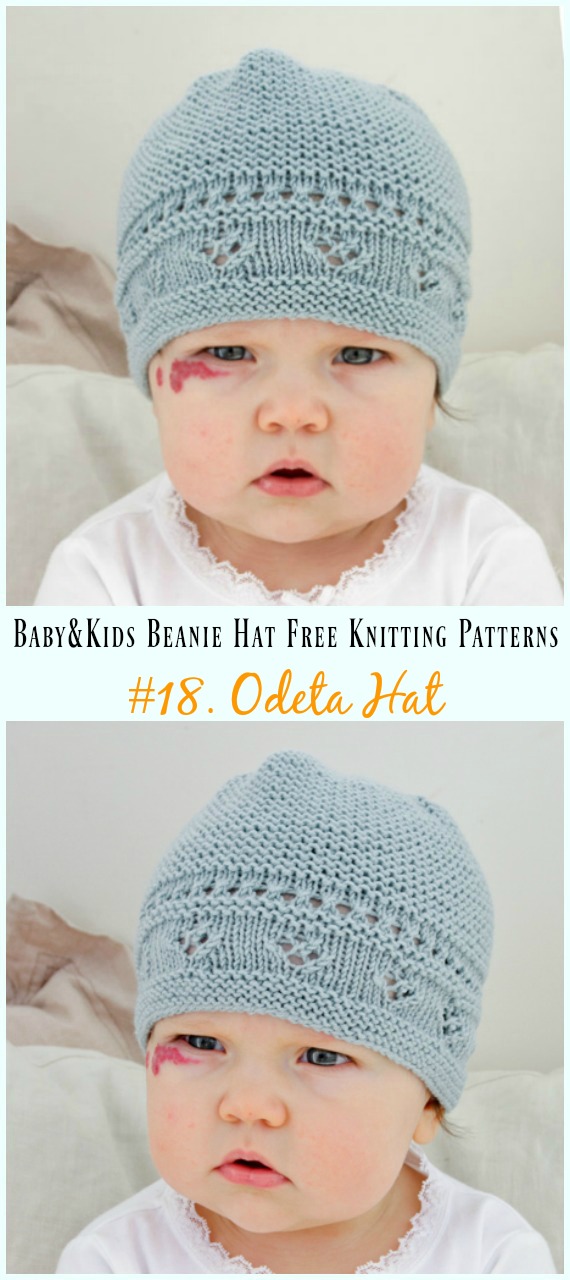 Odeta Hat Knitting Free Pattern - Baby & Kids Beanie #Hat; Free #Knitting; Patterns