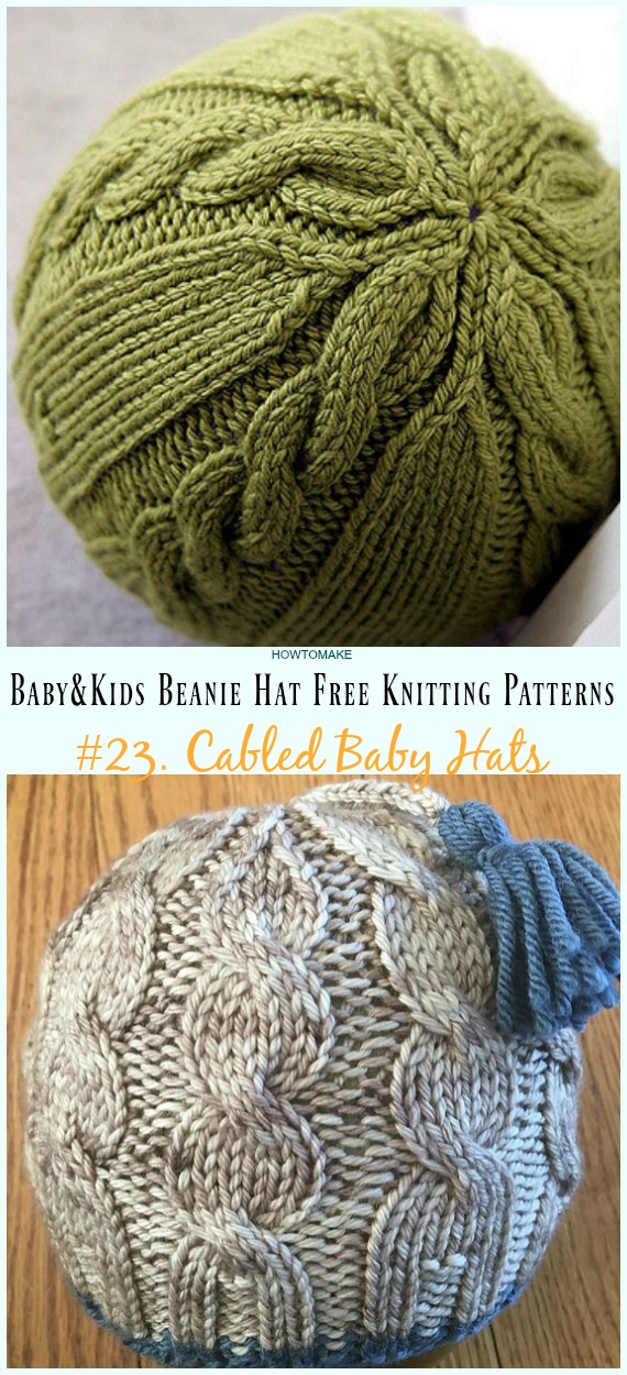 Cabled Baby Hats Knitting Free Pattern - Baby & Kids Beanie #Hat; Free #Knitting; Patterns