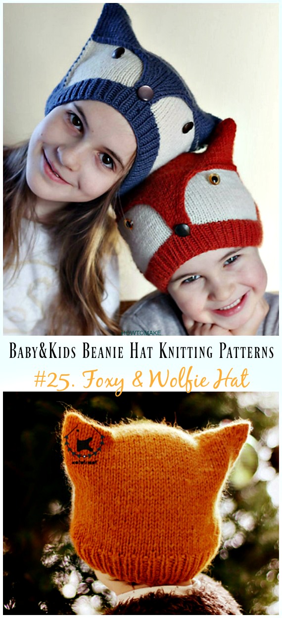 Foxy & Wolfie Hat KnittingPattern - Baby & Kids Beanie #Hat; #Knitting; Patterns