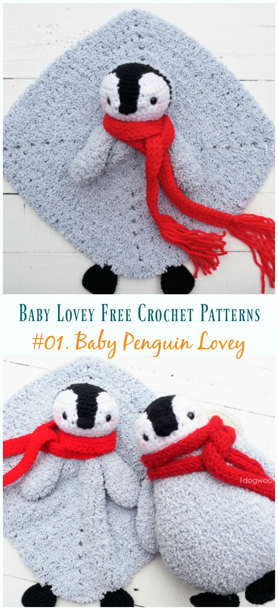 Baby Penguin Lovey Security Blanket Crochet Free Pattern - Baby #Lovey; Security Blanket Free #Crochet; Patterns