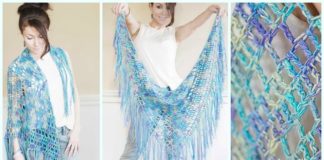 Boho Triangle Shawl Crochet Free Pattern - Women Lace #Shawl; Free #Crochet; Patterns