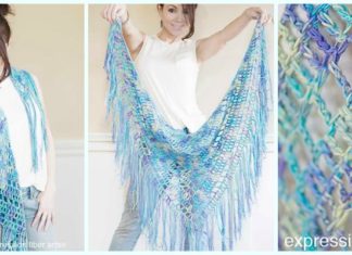 Boho Triangle Shawl Crochet Free Pattern - Women Lace #Shawl; Free #Crochet; Patterns