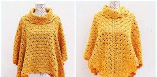 Shell Stitch Square Poncho Crochet Free Pattern Video- Women #Poncho; Free #Crochet; Patterns