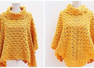 Shell Stitch Square Poncho Crochet Free Pattern Video- Women #Poncho; Free #Crochet; Patterns