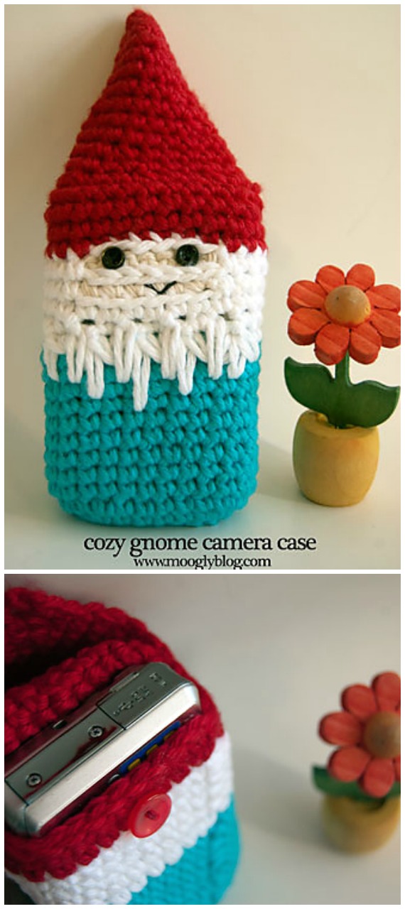 Cozy Gnome Camera Case Crochet Free Pattern - Cozy #Camera; Case #Crochet; Free Patterns