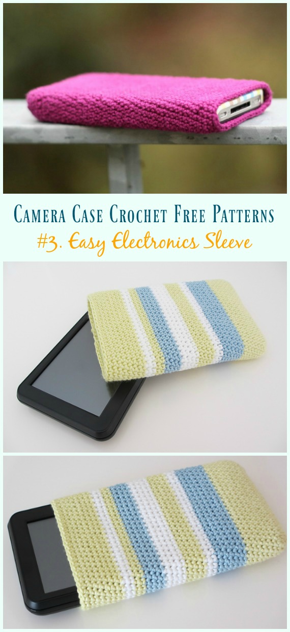 Easy Electronics Sleeve Crochet Free Pattern - Cozy #Camera; Case #Crochet; Free Patterns