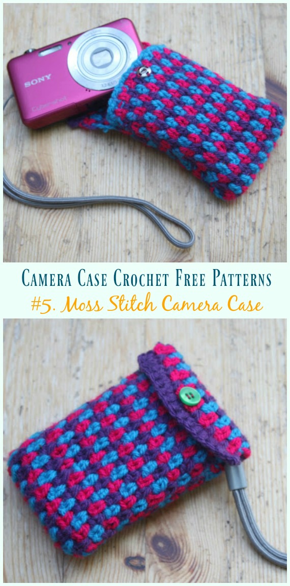 Moss Stitch Camera Case Crochet Free Pattern - Cozy #Camera; Case #Crochet; Free Patterns