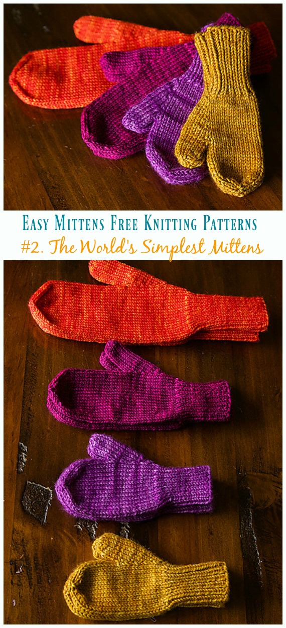 The World's Simplest Mittens Knitting Free Pattern - Easy #Mittens Free #Knitting; Patterns