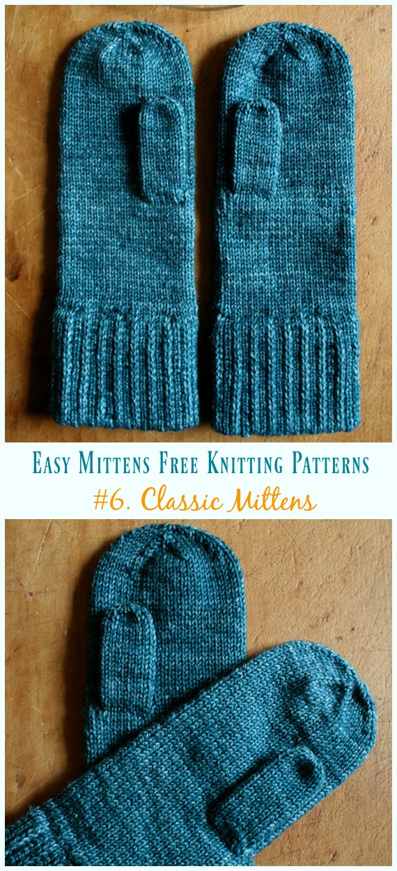 Classic Mittens Knitting Free Pattern - Easy #Mittens Free #Knitting; Patterns