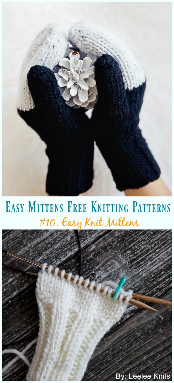 Easy Knit Mittens Knitting Free Pattern - Easy #Mittens Free #Knitting; Patterns